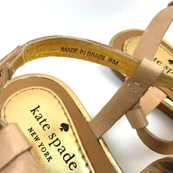 Kate Spade New York T-Strap Flat Sandals Blue Stone Embellishment Sz 8M - Picture 11 of 16